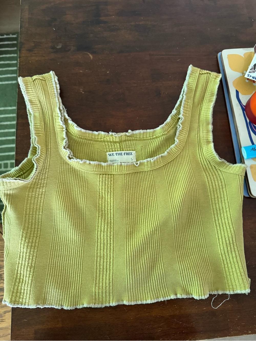 We The Free Green Ribbed Cropped Tank